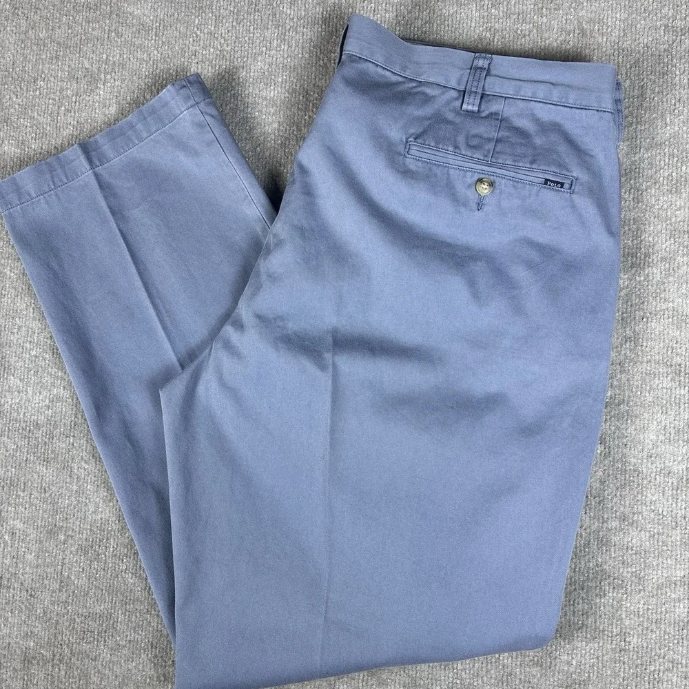 Polo Ralph Lauren Classic Fit Chino Pants Blue Mens 40x32 Cotton Flat Front